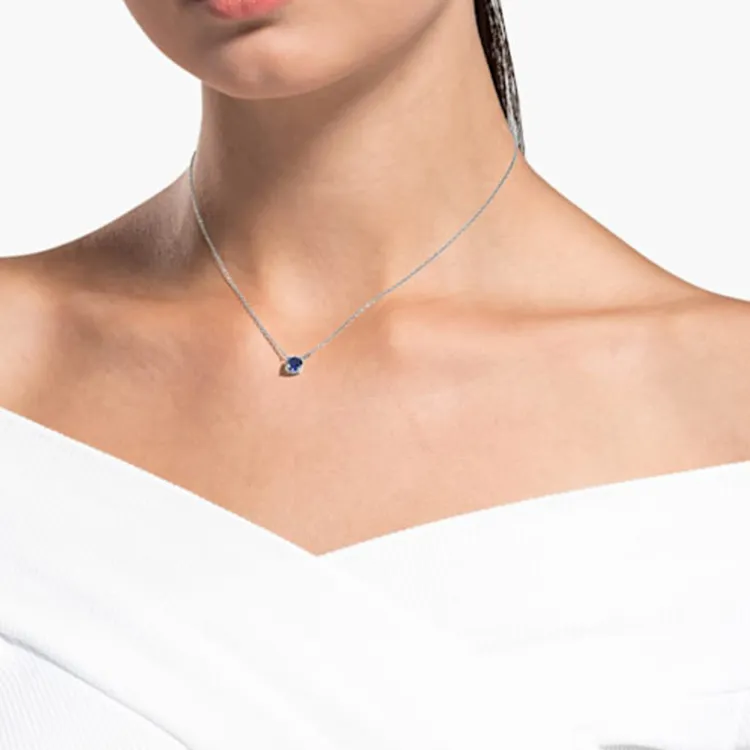 Swarovski Attract Rhodium Plated Necklaces Women's Blue-3