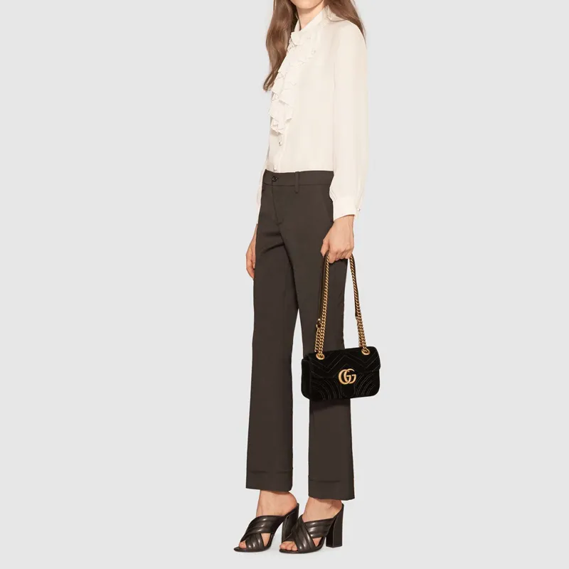 GUCCI GG Marmont Velvet Matelasse Mini Black-7