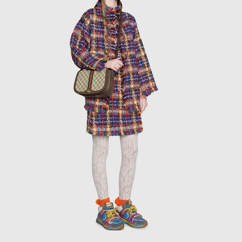 GUCCI Ophidia Canvas With Leather Saddle Bag, Crossbody Bag, Shoulder Bag Women's-6