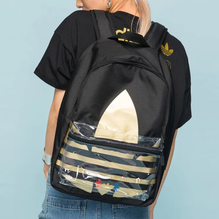Adidas Originals Polyester Backpack Regular Unisex Black Gold-3