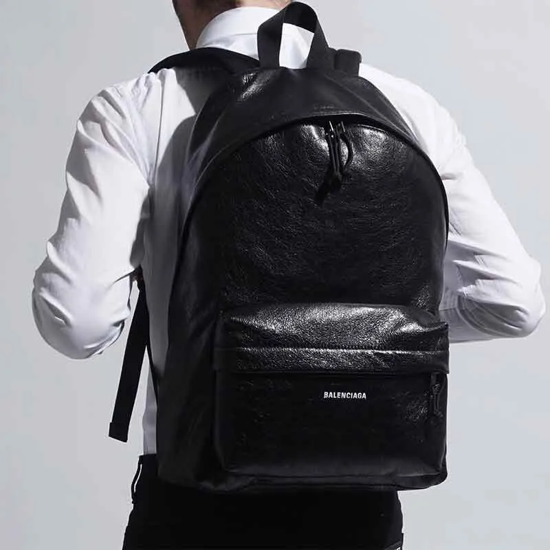Balenciaga Explorer Sheepskin Backpack Men's Black-4