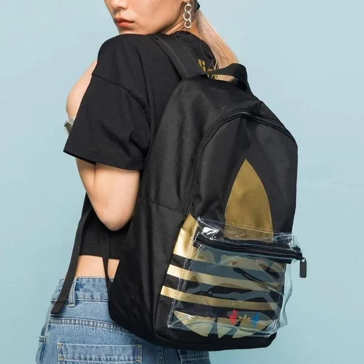 Adidas Originals Polyester Backpack Regular Unisex Black Gold-4