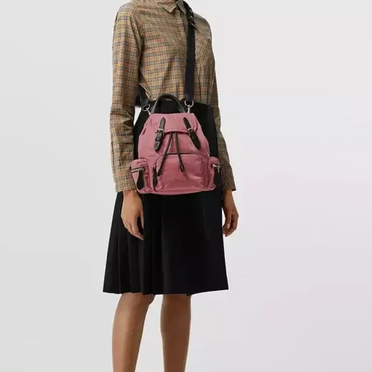 Burberry Canvas Backpack Small Size Women's Pink-5