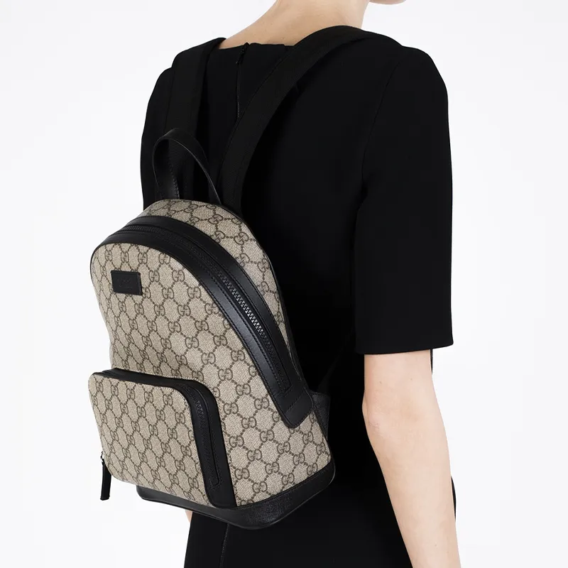 GUCCI Canvas With Leather Backpack Trumpets Unisex Ebony-7
