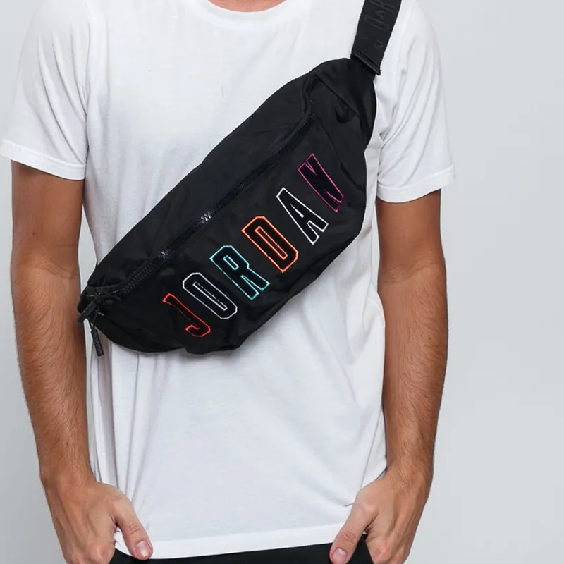 Jordan Polyester Crossbody Bag Sling Bag Fanny Pack Small Size Unisex Black-4