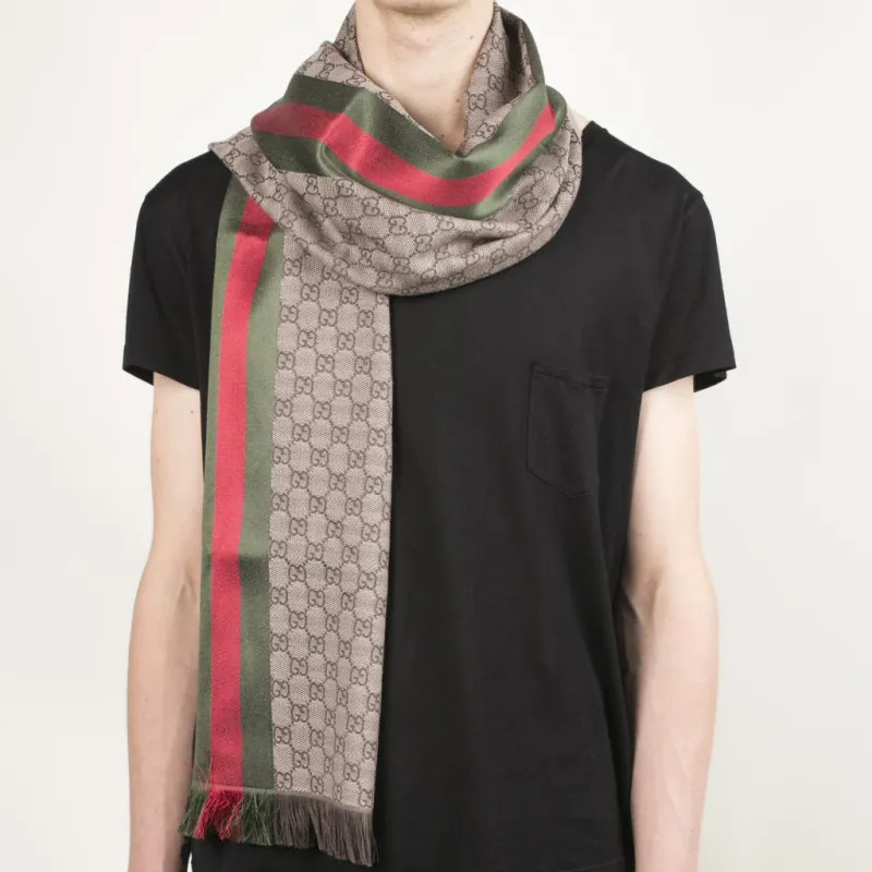 GUCCI Knit Scarves Unisex Brown-4