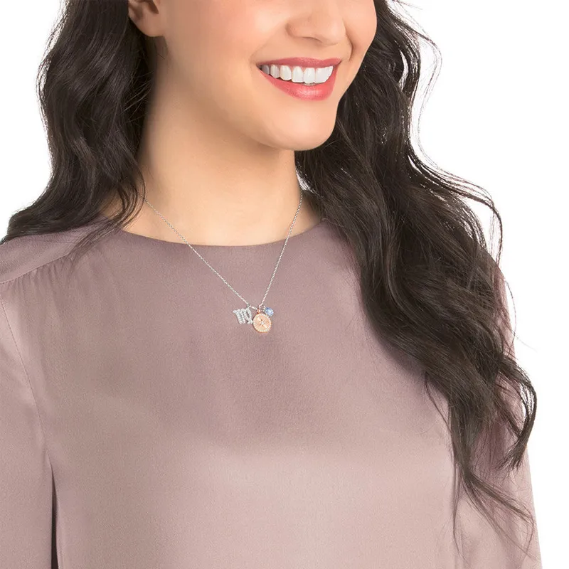 Swarovski Chrome Plated Necklaces Women's Pink-3