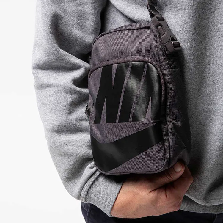 Nike Polyester Shoulder Bag, Crossbody Bag Unisex Black Gray-5
