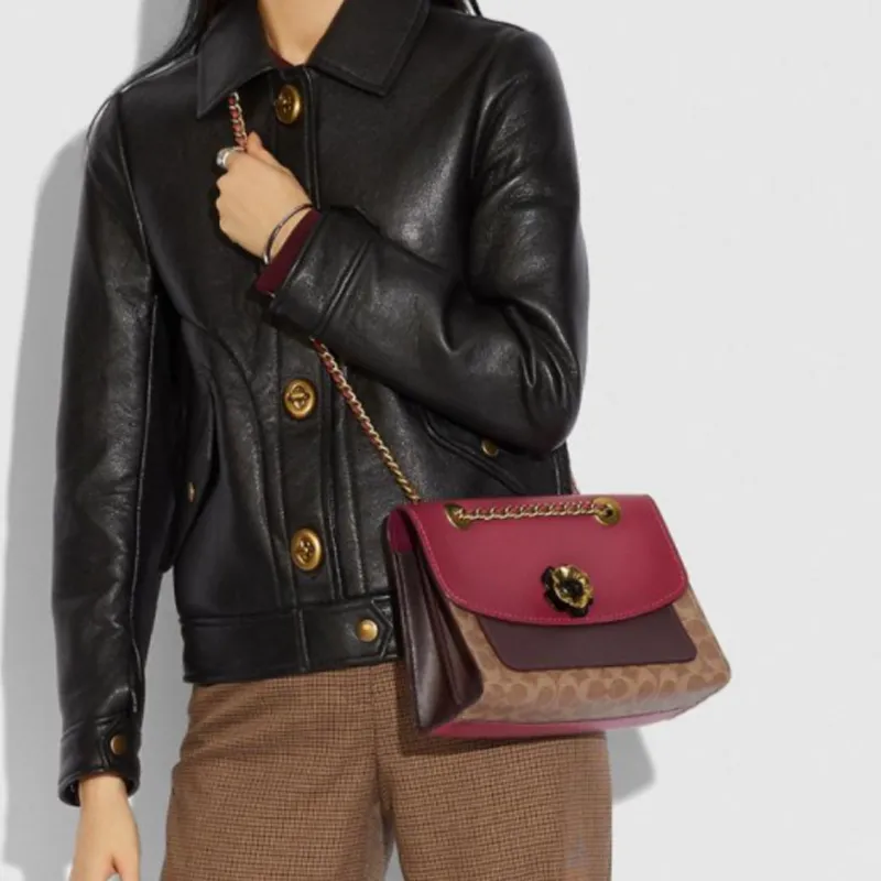 COACH Parker Canvas Crossbody Bag, Shoulder Bag Women's Red & Brown-6