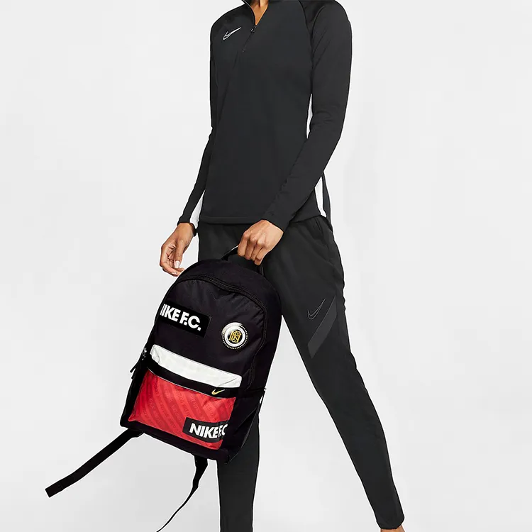 Nike Polyester Backpack Regular Unisex Black Red-4