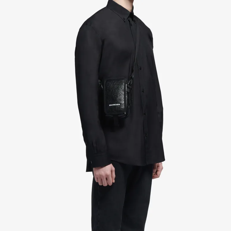 Balenciaga Explorer Lambskin Shoulder Bag, Crossbody Bag Regular Men's Black-6