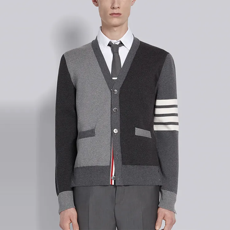 THOM BROWNE 4 Bar V neck Cardigan-1