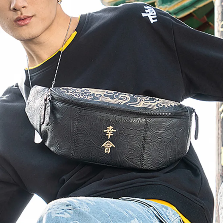 CHUSAN PVC Commute Bag, Cycling Bag, Shoulder Bag, Fanny Pack Regular Unisex Black-4
