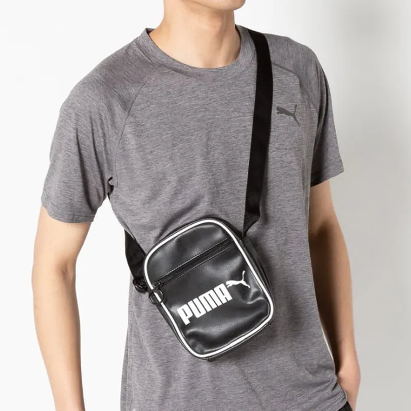 PUMA Leather Shoulder Bag Crossbody Bag Regular Unisex Black-3