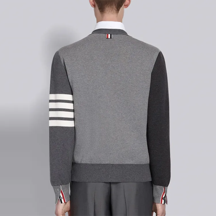 THOM BROWNE 4 Bar V neck Cardigan-2