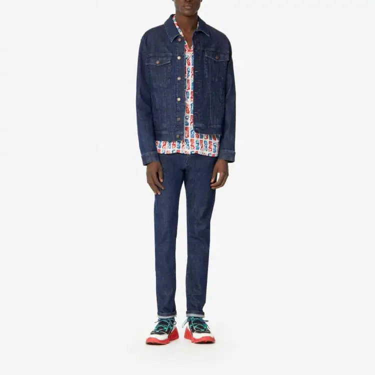 KENZO Denim Jackets Men Dark Sky Blue-3