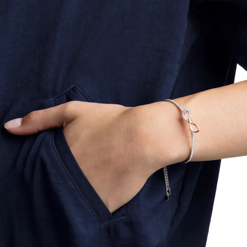 Swarovski Artificial Crystal Bangles Women's White Gold Plated-2