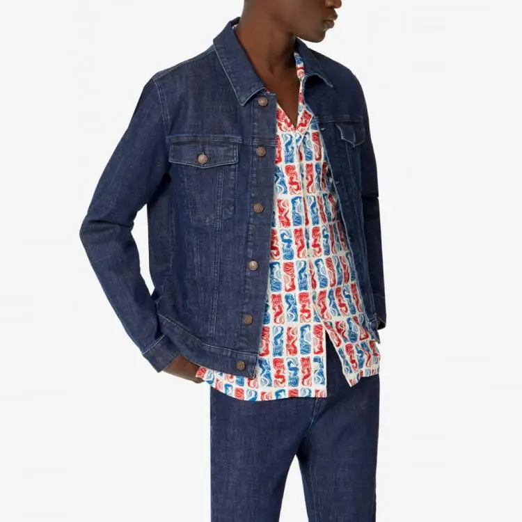KENZO Denim Jackets Men Dark Sky Blue-6