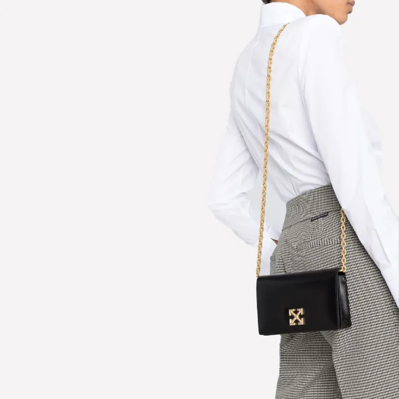 OFF WHITE Calfskin Crossbody Bag, Shoulder Bag Women's Black-7