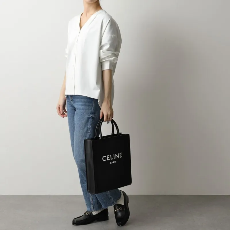 CELINE Fabric With Cow Leather Trunk Bag, Tote Bag, Shopping Bag, Crossbody Bag, Shoulder Bag, Handbag Unisex Black-7