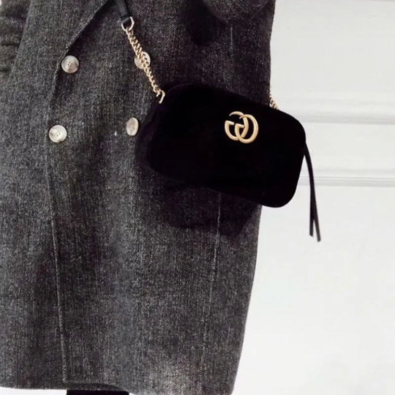 GUCCI Velvet Camera Bags Crossbody Bag Shoulder Bag Women's Black-11