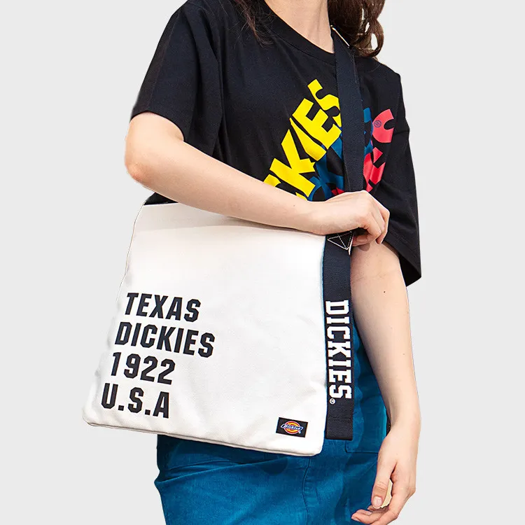 Dickies Cotton Tote Bag, Shopping Bag, Crossbody Bag Regular Unisex White-4