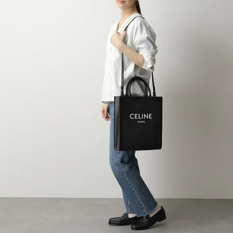 CELINE Fabric With Cow Leather Trunk Bag, Tote Bag, Shopping Bag, Crossbody Bag, Shoulder Bag, Handbag Unisex Black-6