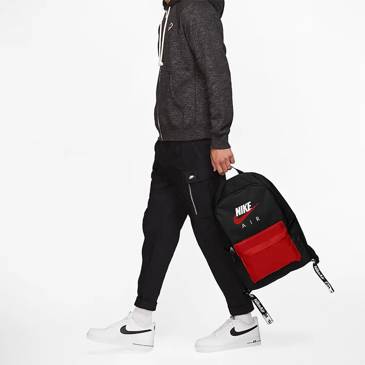 Nike Heritage Polyester Backpack Regular Unisex Black Red-5