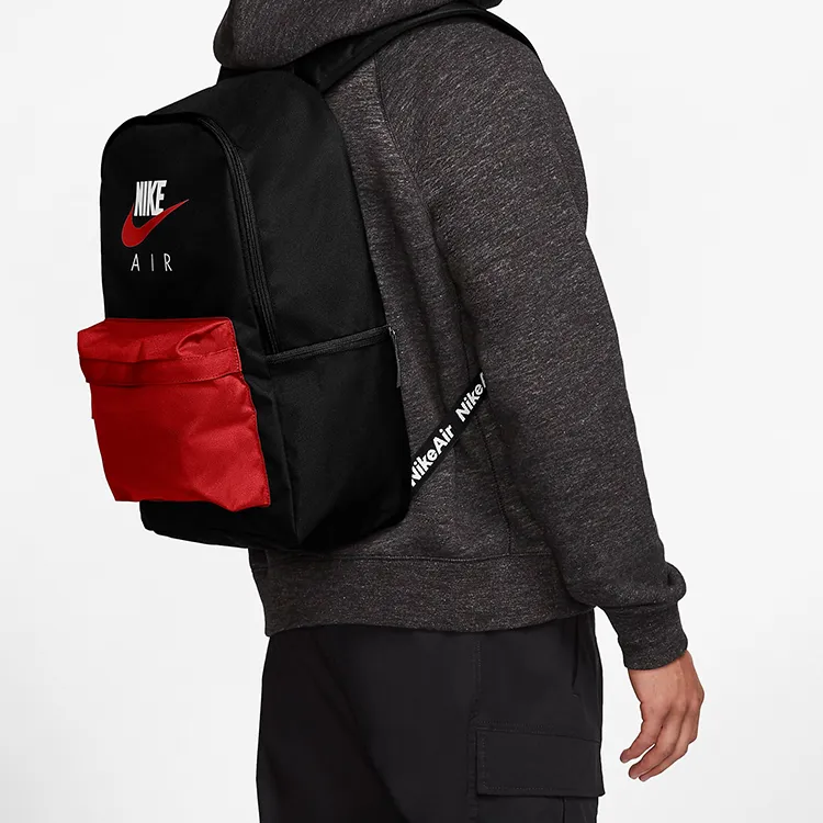 Nike Heritage Polyester Backpack Regular Unisex Black Red-4
