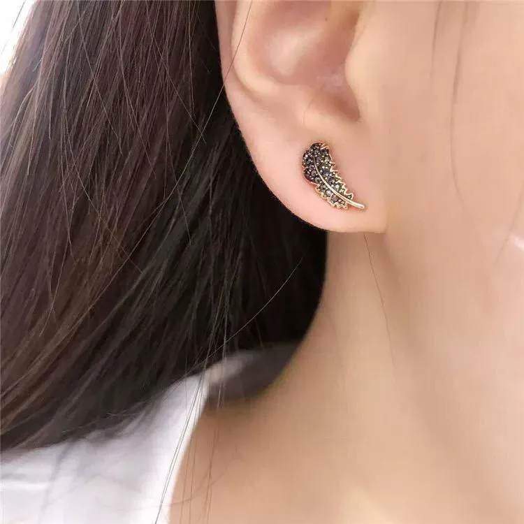 Swarovski NAUGHTY Faux Crystal Stud Earrings Women's Black-3