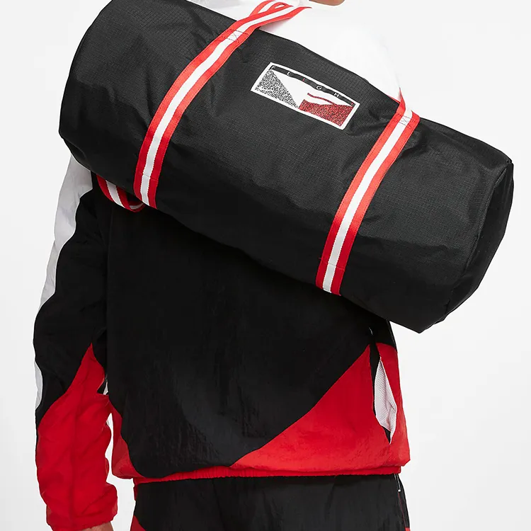 Nike Heritage Polyamide Luggage Bag, One Shoulder Crossbody Handbag, Travel Bag Unisex Black Red-5