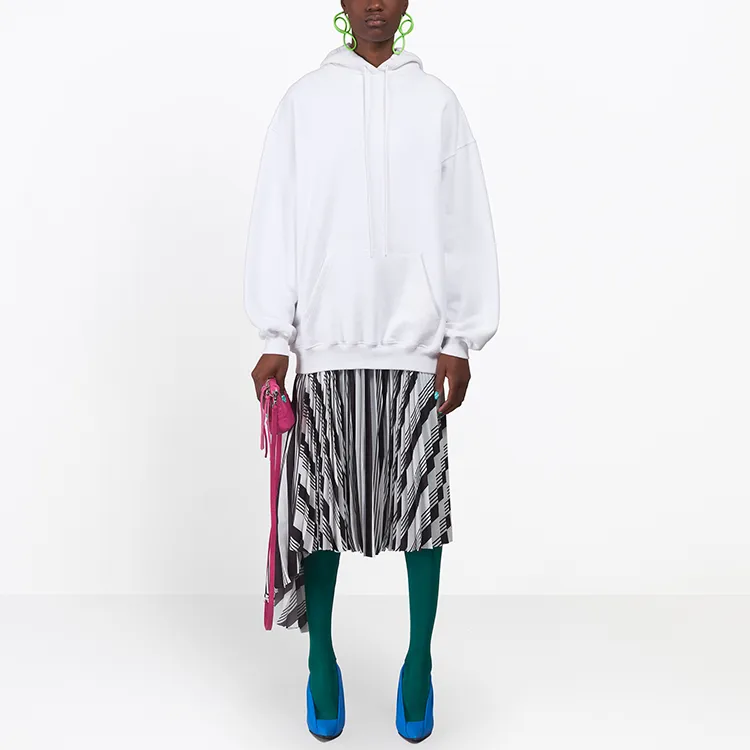 Balenciaga Logo Hoodie 'White'-3