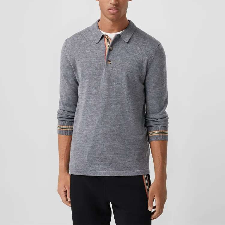 Burberry Polo Shirt Men's Medium Heather Gray-1