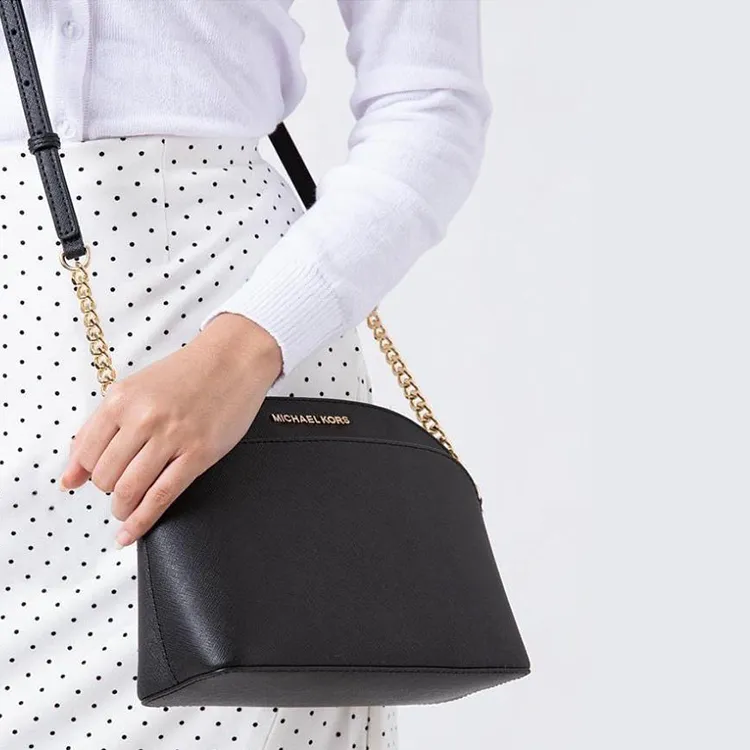MICHAEL KORS Jet Set Cow Leather Dome Bag, Crossbody Bag, Shoulder Bag Women's Pure Black-4