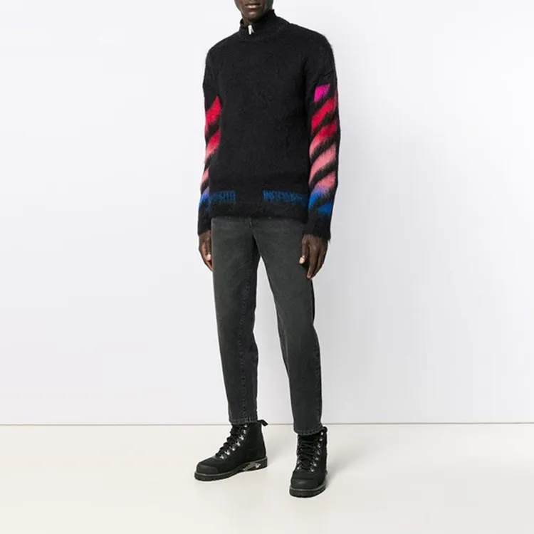 OFF WHITE Brushed Mohair Diag Arrows Logo Knit Sweater-5