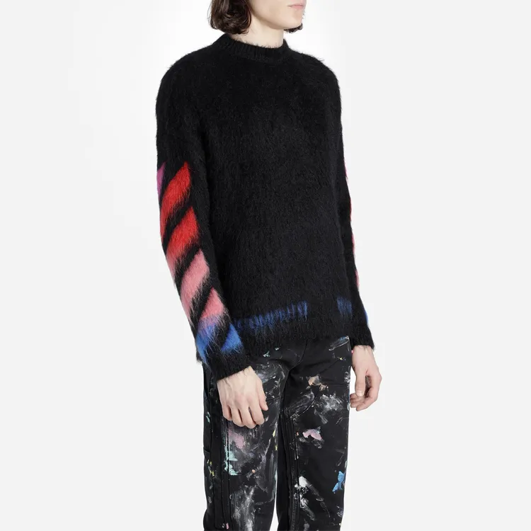 OFF WHITE Brushed Mohair Diag Arrows Logo Knit Sweater-3