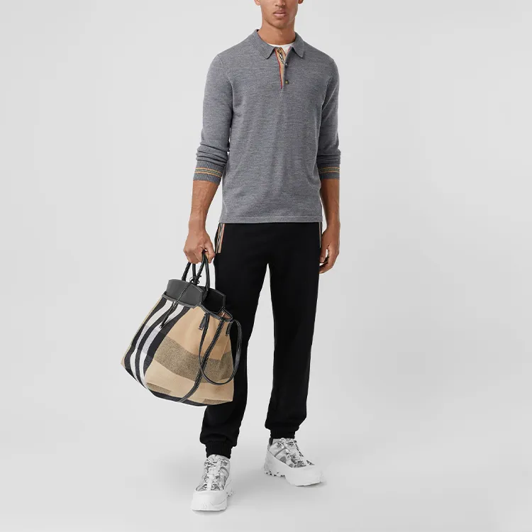 Burberry Polo Shirt Men's Medium Heather Gray-3