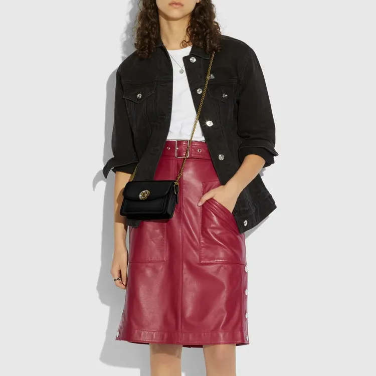 COACH Parker Leather Chain Bag, Clutch, Shoulder Bag, Crossbody Bag Mini Women's Black-4