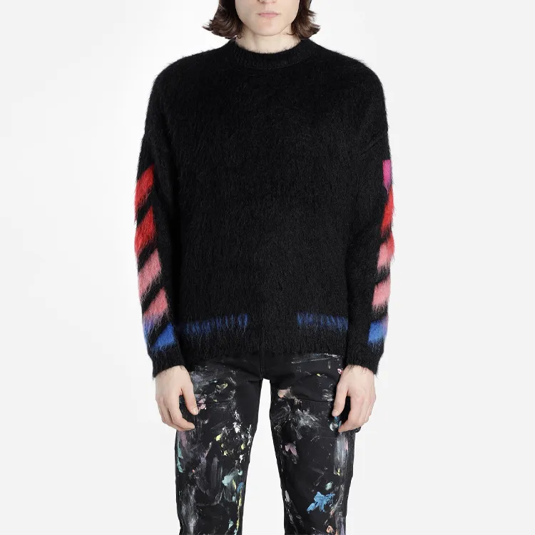 OFF WHITE Brushed Mohair Diag Arrows Logo Knit Sweater-2