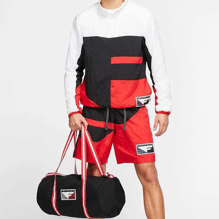 Nike Heritage Polyamide Luggage Bag, One Shoulder Crossbody Handbag, Travel Bag Unisex Black Red-4