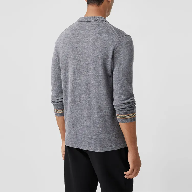 Burberry Polo Shirt Men's Medium Heather Gray-2