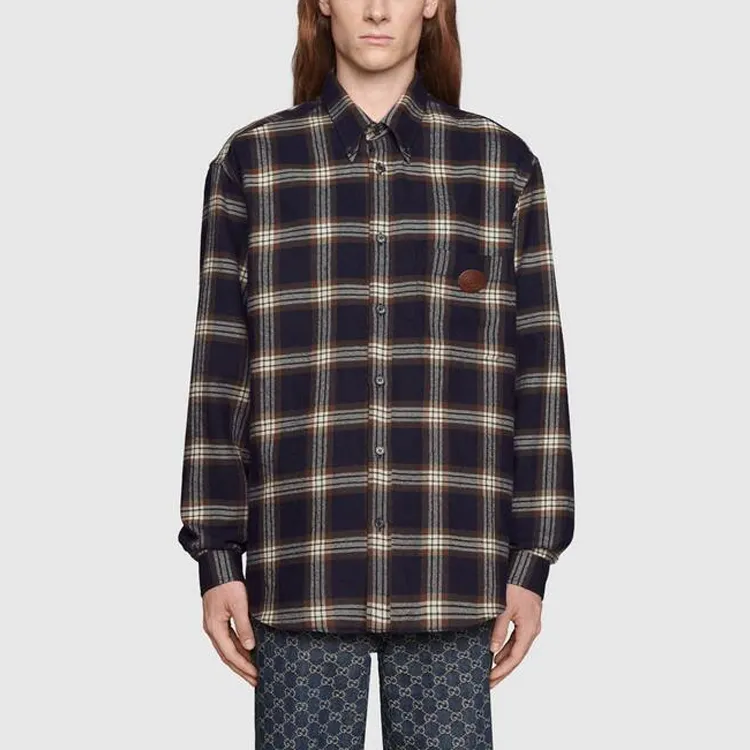 GUCCI Shirts Men Navy Blue-2