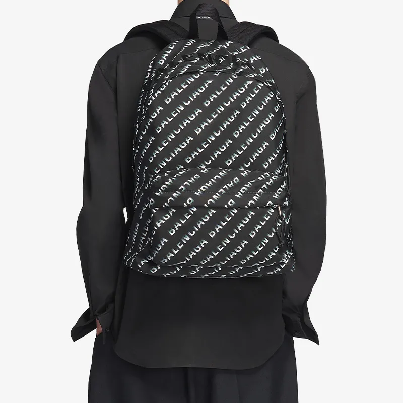 Balenciaga WHEEL Nylon Fabric Backpack Unisex Black-6