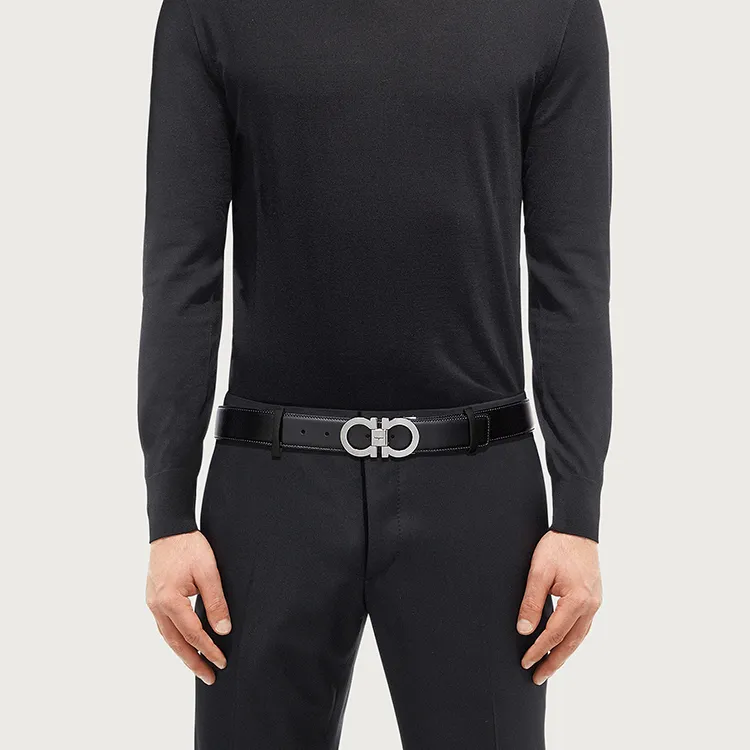 FERRAGAMO Reversible And Adjustable Gancini Belt Black/Auburn-4