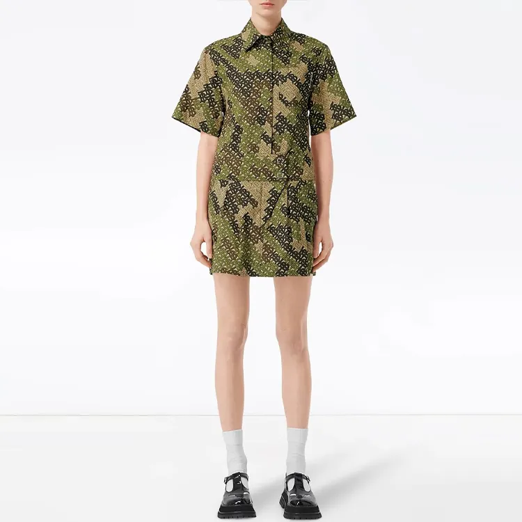 Burberry Short-Sleeved Dresses Women's Army Green-3