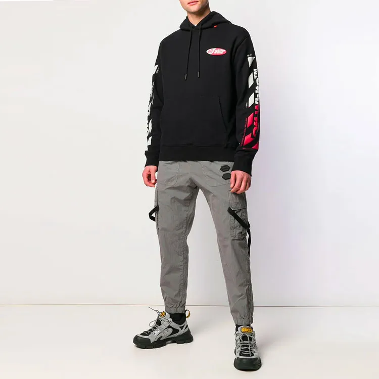OFF WHITE Diagonal Split Logo Hoodie-4