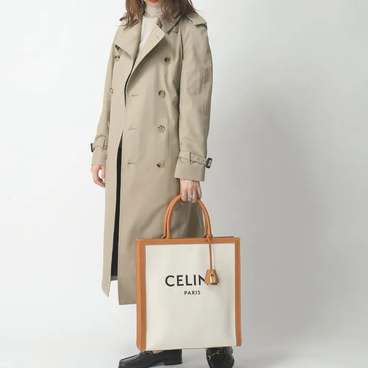 CELINE Cabas Canvas With Calfskin Canvas Bag Tote Bag Shopping Bag Trunk Bag Handbag Unisex Original & Tawny-3