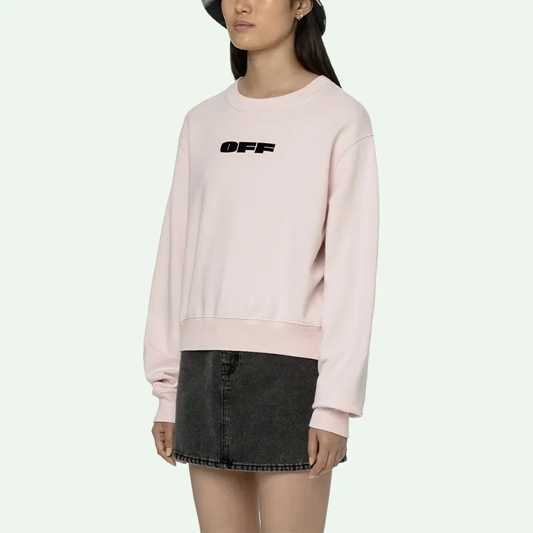 OFF WHITE Women's Flocked Logo Sweatshirt Baby Pink-4