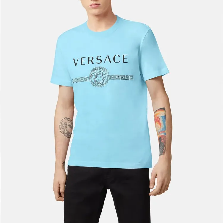 VERSACE T Shirts Men Sky Blue-3