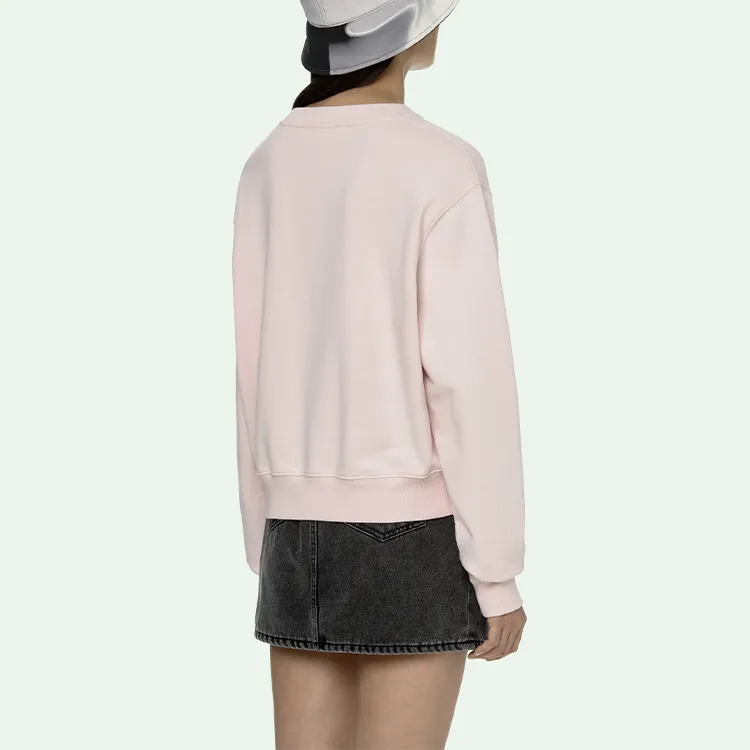 OFF WHITE Women's Flocked Logo Sweatshirt Baby Pink-3